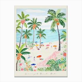 Poster Of Seminyak Beach, Bali, Indonesia, Matisse And Rousseau Style 2 Canvas Print