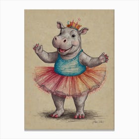 Hippo In Tutu 1 Canvas Print