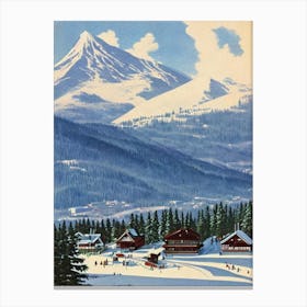 Appi Kogen, Japan Ski Resort Vintage Landscape 1 Skiing Poster Canvas Print