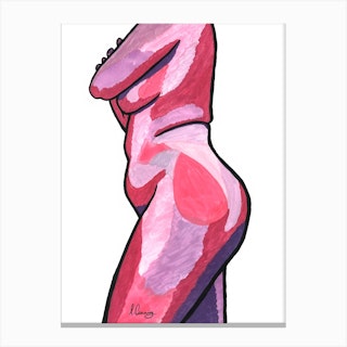 Nude Woman In Pink Canvas Print