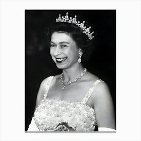 Queen Elizabeth Ii Wearing A Tiara Canvas Print