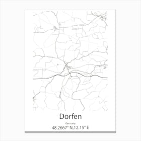 Dorfen,Germany Minimalist Map Canvas Print