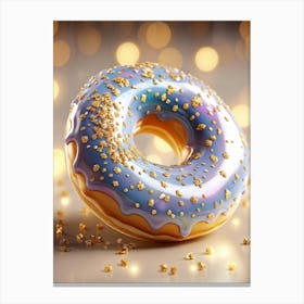 Porcelain Donut Adorned With Gold Sprinkles Whimsically Designed Emanating An Ethereal Glow 3d Re Canvas Print