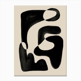 Abstract Black and Beige Organic Shapes Canvas Print