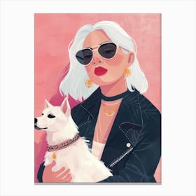 Portrait Of A Woman With A Dog 2 Canvas Print