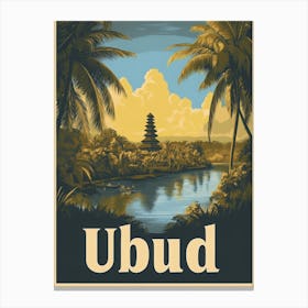 Aihrgdesign A Retro Travel Poster For Ubud Canvas Print