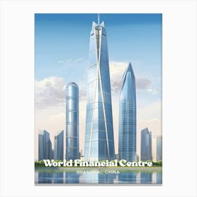 Shanghai World Financial Centre China Modern Travel Art Illustration Canvas Print