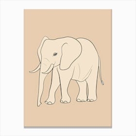 Elephant Drawing - Boho, Line Art 4 Canvas Print