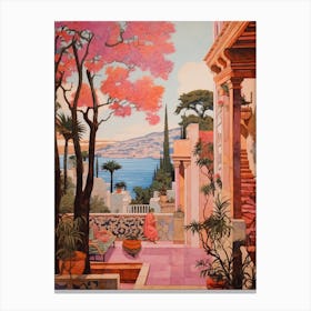 Bodrum Turkey 2 Vintage Pink Travel Illustration Canvas Print