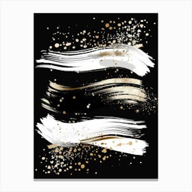 Gold Brush Strokes On Black Background Canvas Print