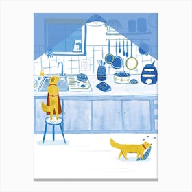 Dogs Doing Dishes Canvas Print