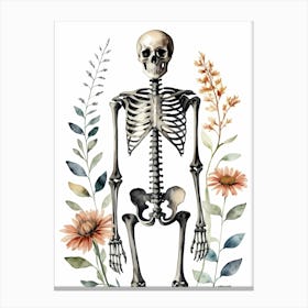Floral Skeleton Watercolor Painting (36) Canvas Print