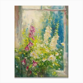 Foxglove Flowers On A Cottage Window 2 Canvas Print