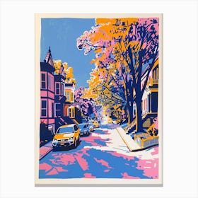 Forest Hills New York Colourful Silkscreen Illustration 3 Canvas Print