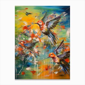 Hummingbirds Abstract Expressionism 3 Canvas Print