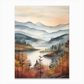 Autumn Forest Landscape The Trossachs Scotland 3 Canvas Print