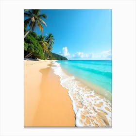 A Tranquil Beach With Golden Sand Clear Turquoise View 2 Toile