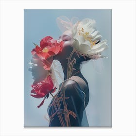 "Woman with Floating Flowers" 1 Canvas Print