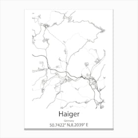 Haiger,Germany Minimalist Map Canvas Print