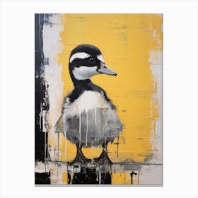White Paint Drip Duckling 1 Canvas Print