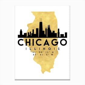 Chicago Illinois Silhouette City Skyline Map Canvas Print
