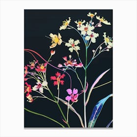 Neon Flowers On Black Babys Breath 4 Canvas Print