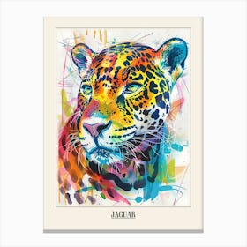 Jaguar Colourful Watercolour 1 Poster Canvas Print