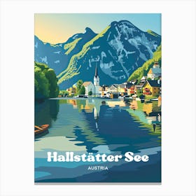 Hallstatter See Lake Digital Travel Illustration Canvas Print