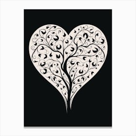 Minimalist Black & White Tree Branch Heart 2 Canvas Print