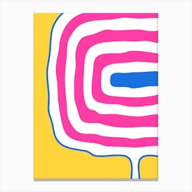 Retro Pop Atomic Rings Yellow Blue and Pink 1 Canvas Print