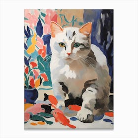 Cat With Fishes Canvas Print