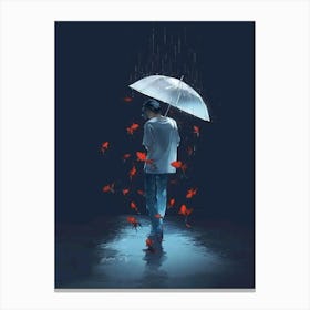 Man In The Rain Canvas Print