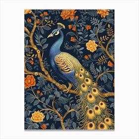 Mustard & Gold Peacock Wallpaper Inspired Canvas Print