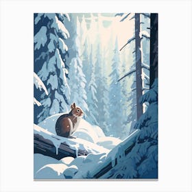 Winter Chipmunk Illustration Canvas Print