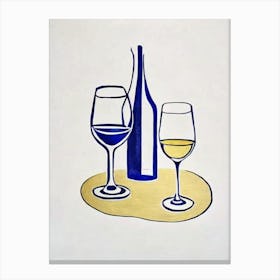 Chardonnay Picasso Line Drawing Cocktail Poster Canvas Print