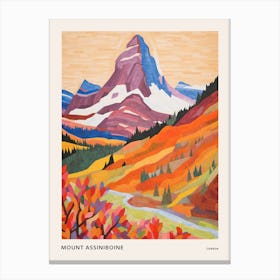 Mount Assiniboine Canada 1 Colourful Mountain Illustration Poster Canvas Print