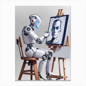 Cute Robot Is Painting Cool 1 Canvas Print
