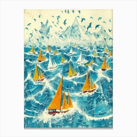 Sailboats In The Sea 8 Canvas Print