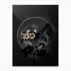 Shadowy Vintage White Rose Botanical in Black and Gold Canvas Print