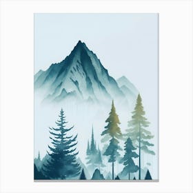 Mountain And Forest In Minimalist Watercolor Vertical Composition 358 Canvas Print