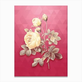 Vintage Yellow Rose Botanical in Gold on Viva Magenta Canvas Print