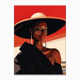 Illustration of an African American woman at the beach 80 Canvas Print