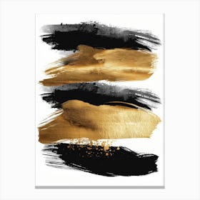 Gold And Black Brush Strokes 36 Canvas Print