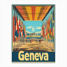 Aihrgdesign A 1970s Inspired Travel Poster For Geneva 2 Canvas Print