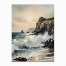 Vintage Coastal Seaside Painting (28) 1 Canvas Print