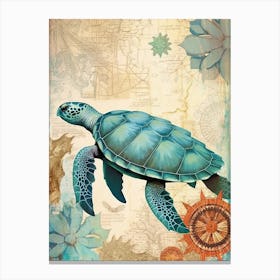 Beach House Sea Turtle  3 Canvas Print