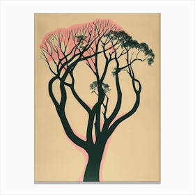 Teak Tree Colourful Illustration 4 Canvas Print