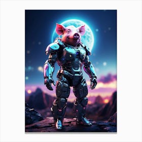 Pig In Cyborg Body #2 Canvas Print