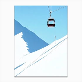 Tignes, France Minimal Skiing Poster Canvas Print