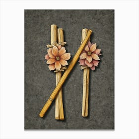 Two Sticks With Flowers Canvas Print